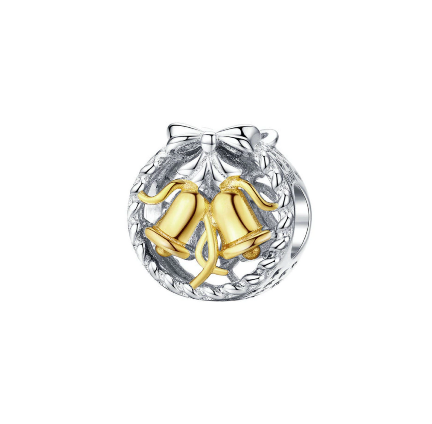 Cubic Zirconia & Sterling Silver Bells Charm