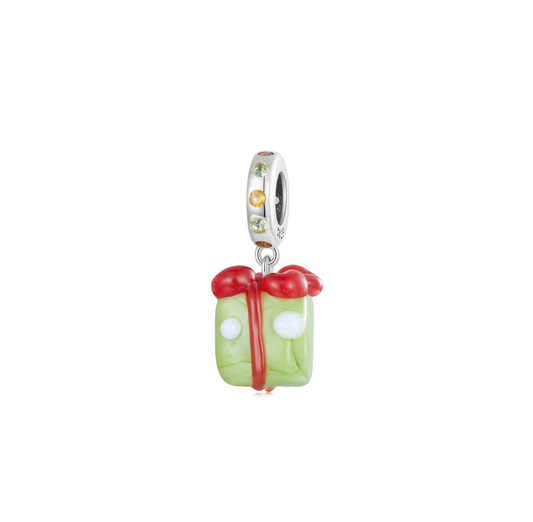 Red & Green Sterling Silver Gift Charm