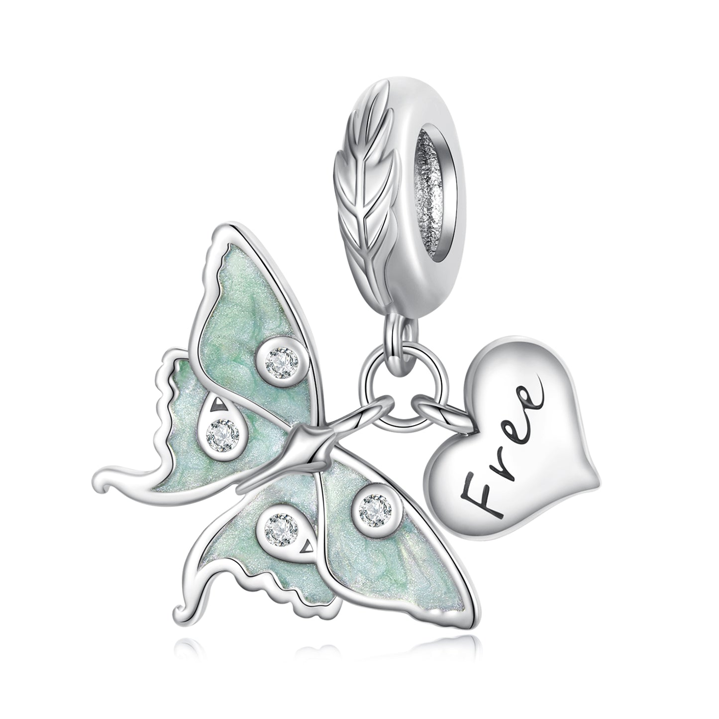 Cubic Zirconia & Sterling Silver Luna Moth Charm