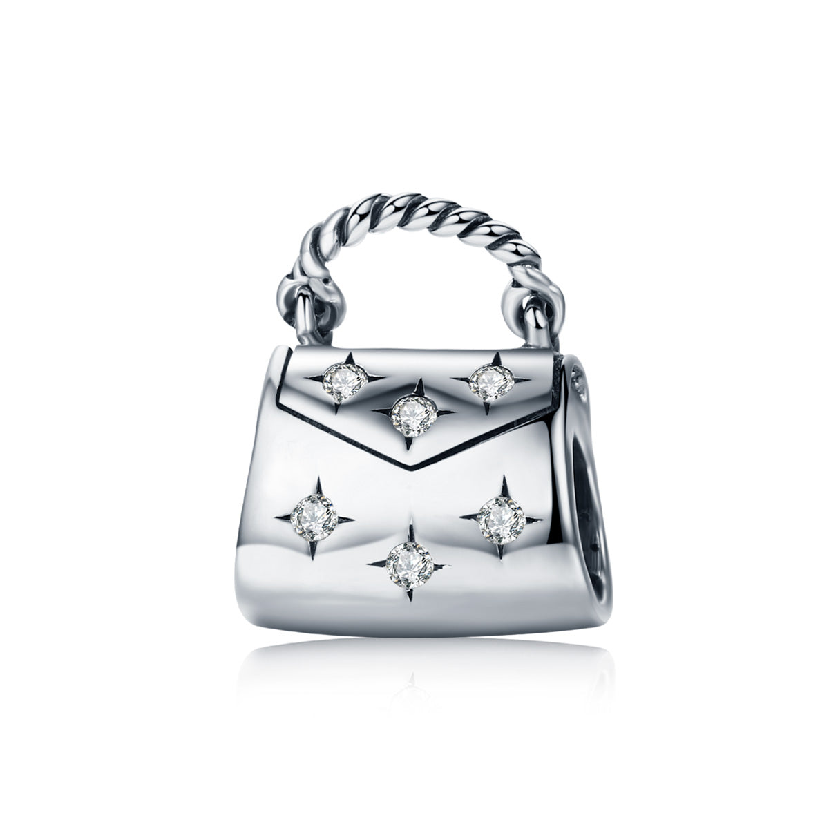 Cubic Zirconia & Sterling Silver Purse Charm