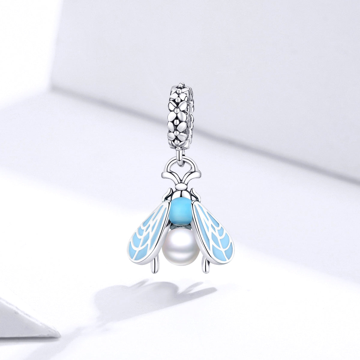 Blue Enamel & Sterling Silver Bug Charm (60523-25)