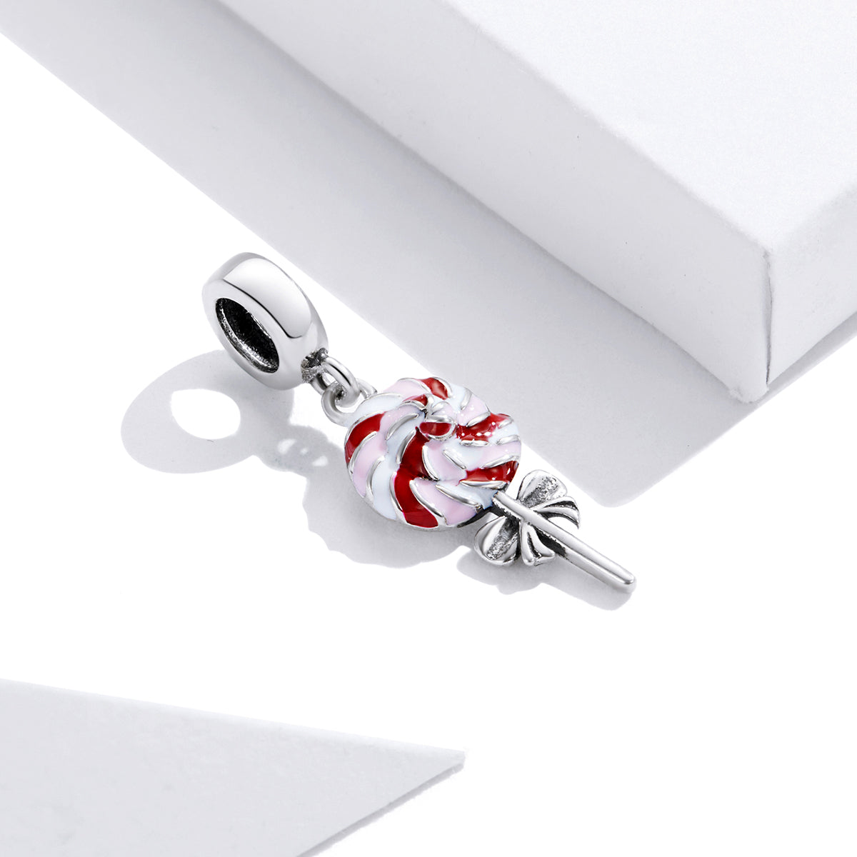 Red Enamel & Sterling Silver Lollipop Charm