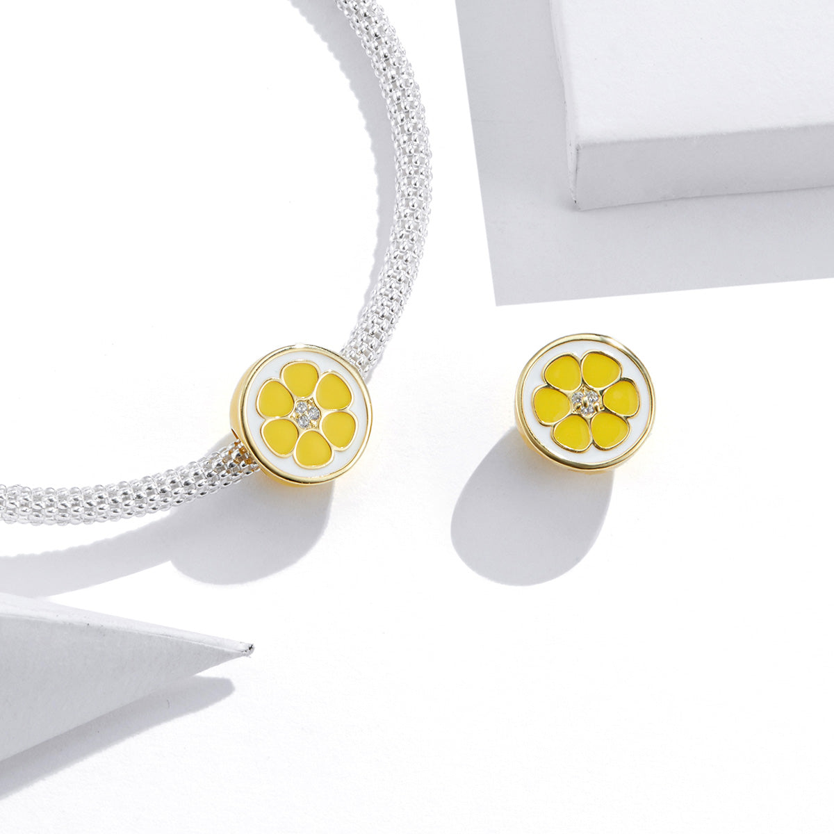 Yellow Cubic Zirconia & Sterling Silver Lemon Charm