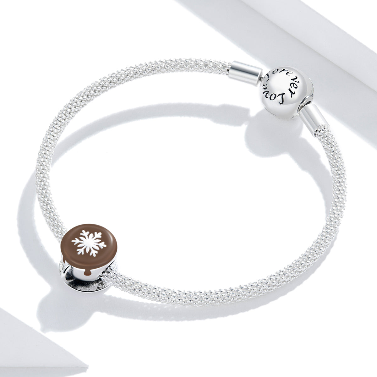 Brown Enamel & Sterling Silver Coffee Snowflake Charm