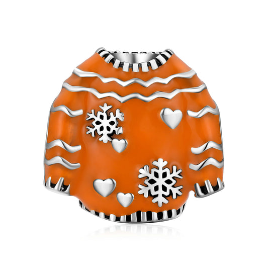 Orange Enamel Sterling Silver Sweater Charm