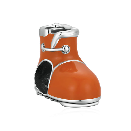 Orange Enamel & Sterling Silver Winter Boots Charm