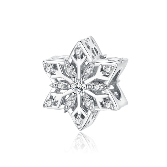 Sterling Silver Snowflake Charm with CZ