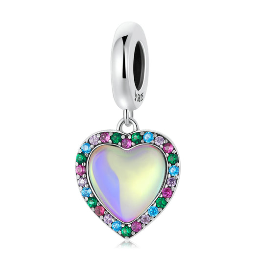 Cubic Zirconia & Sterling Silver Framed Heart Charm