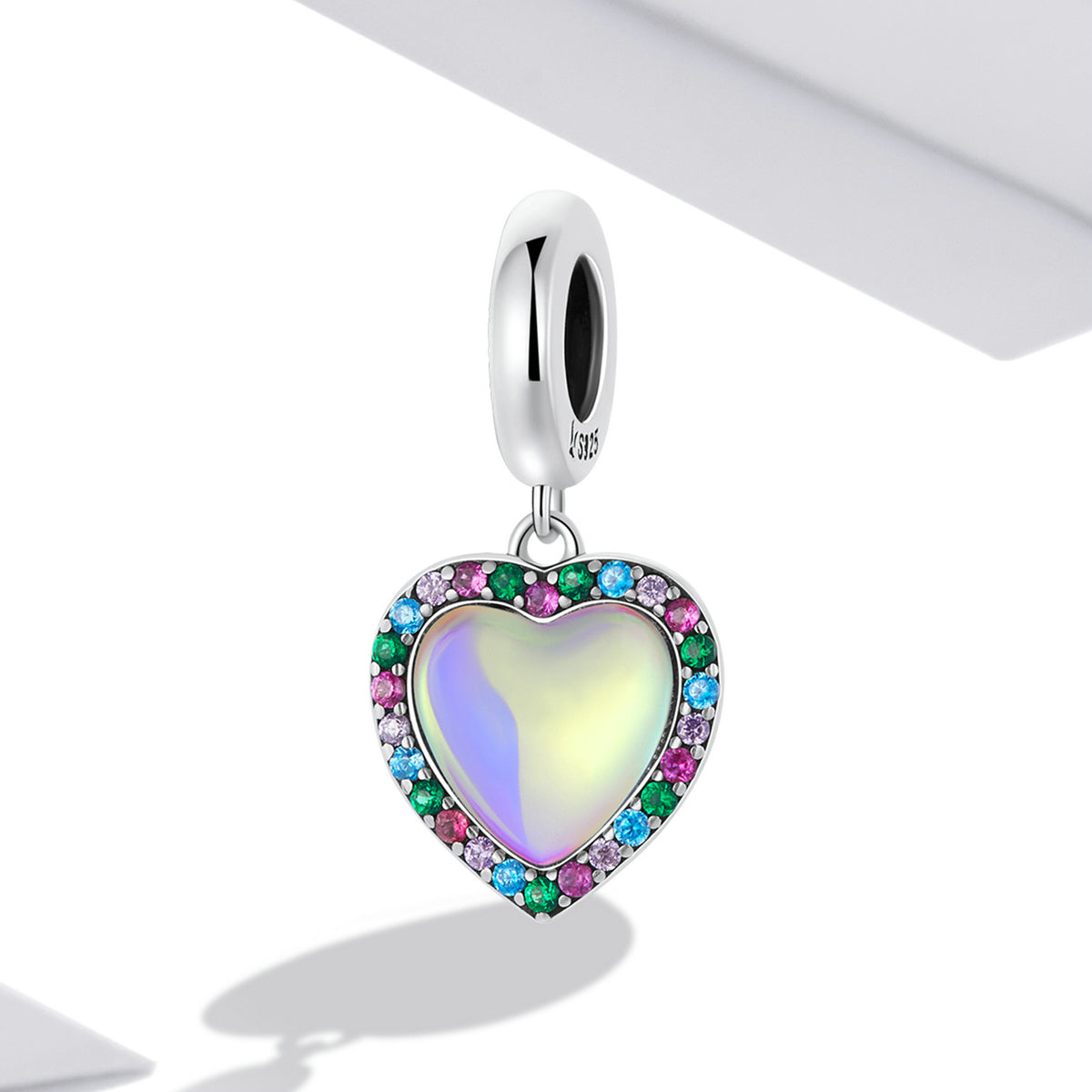 Cubic Zirconia & Sterling Silver Framed Heart Charm