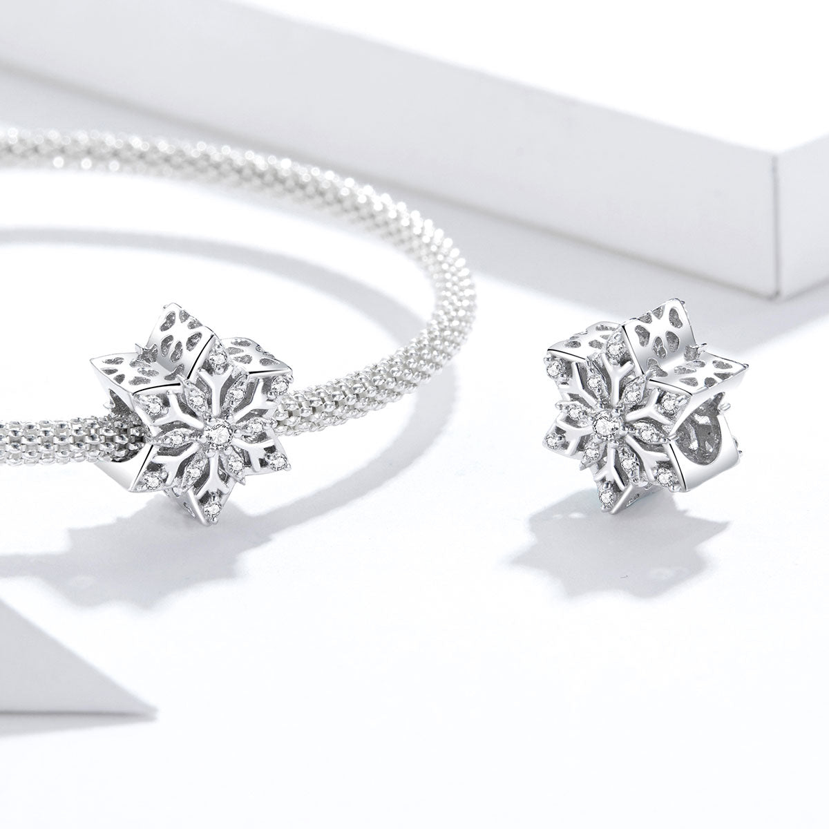 Sterling Silver Snowflake Charm with CZ