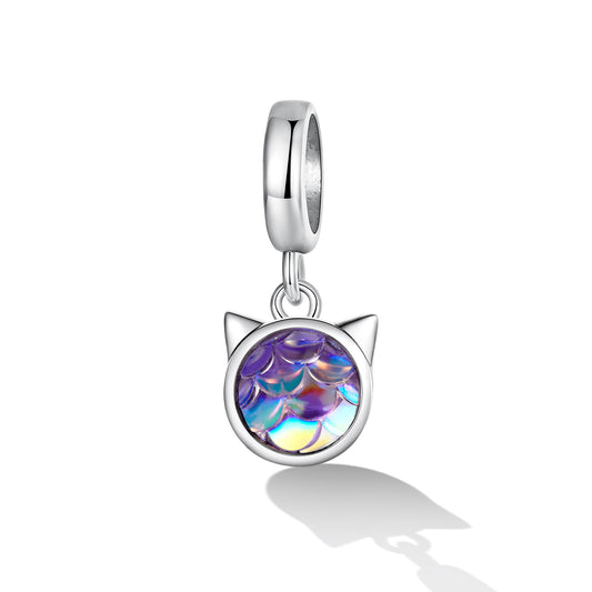 Sterling Silver Iridescent Cat Charm