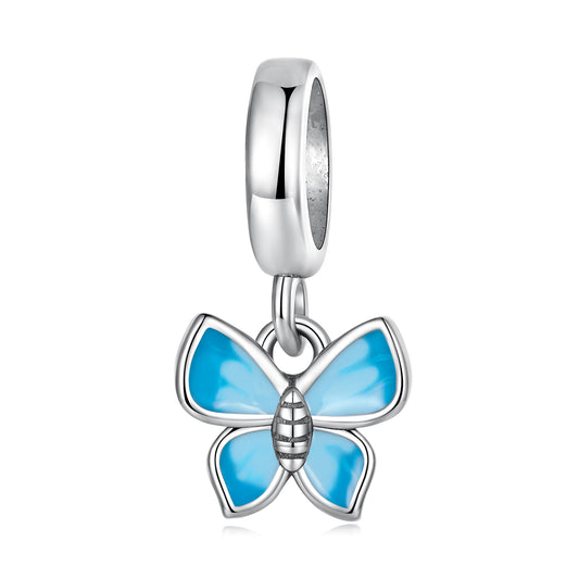 Light Blue Sterling Silver Butterfly Charm