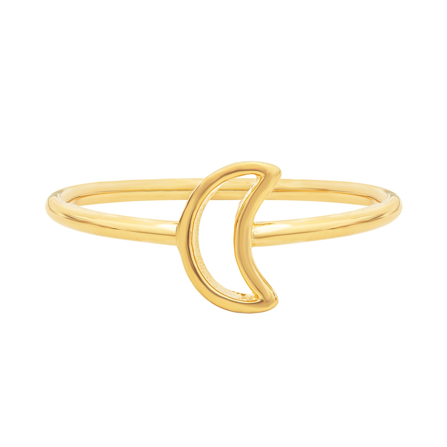 Sterling Silver 24k Gold-Plated Open Crescent Moon Dainty Ring