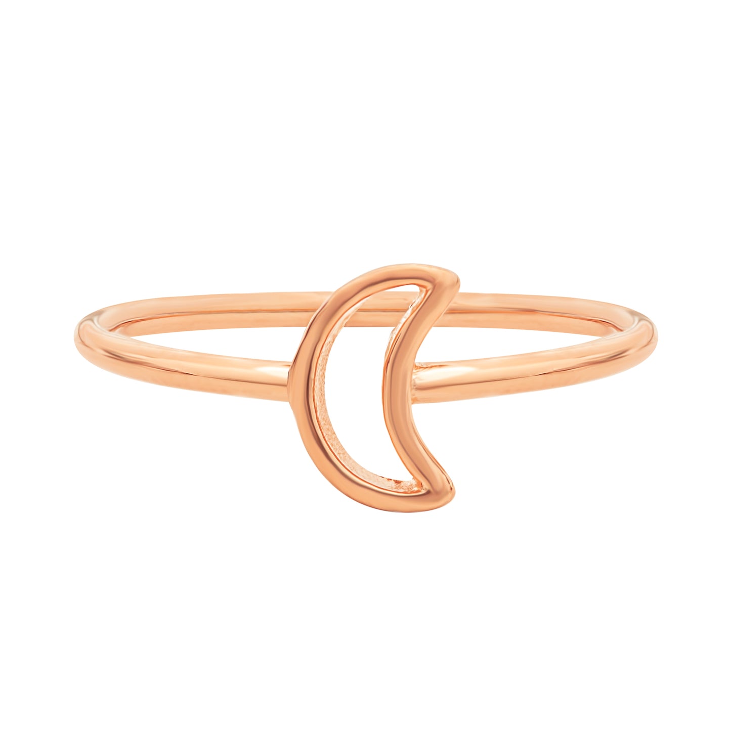 Sterling Silver Rose Gold-Plated Open Crescent Moon Ring