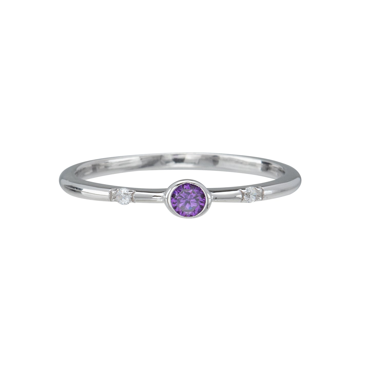 Purple Cubic Zirconia & Sterling Silver Ring