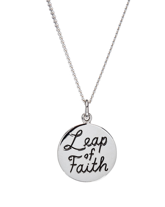 Sterling Silver Round 'Leap of Faith' Pedant Necklace