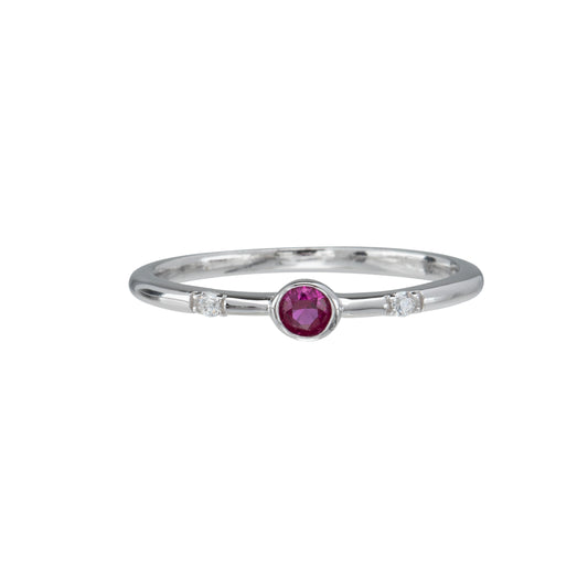 Fuchsia Cubic Zirconia & Sterling Silver Ring