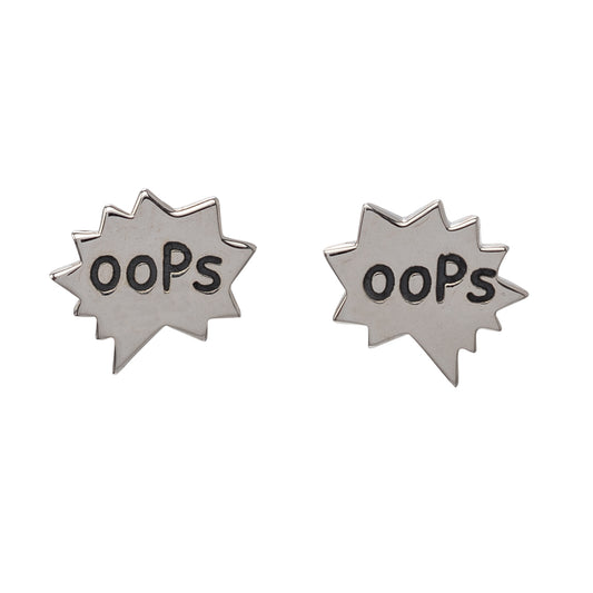 Sterling Silver 'Oops' Stud Earrings