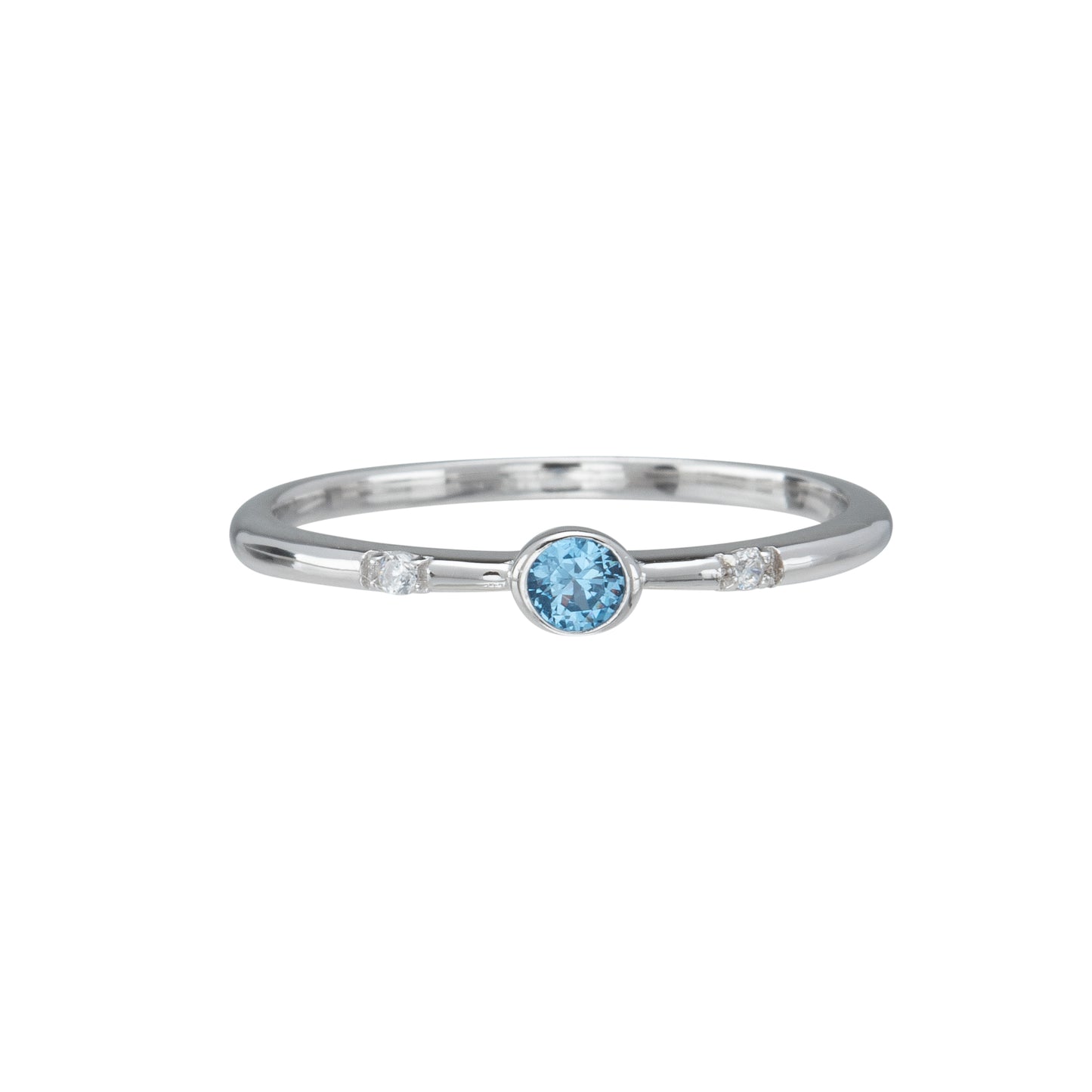 Aqua Cubic Zirconia & Sterling Silver Ring