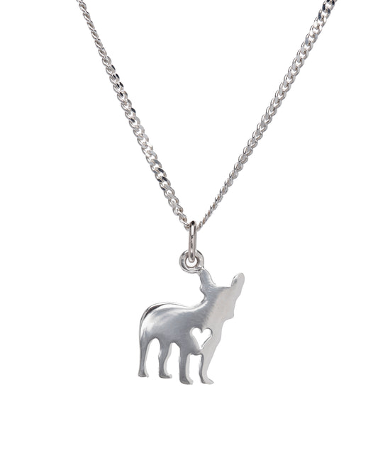 Sterling Silver Dog with Heart Pendant Necklace