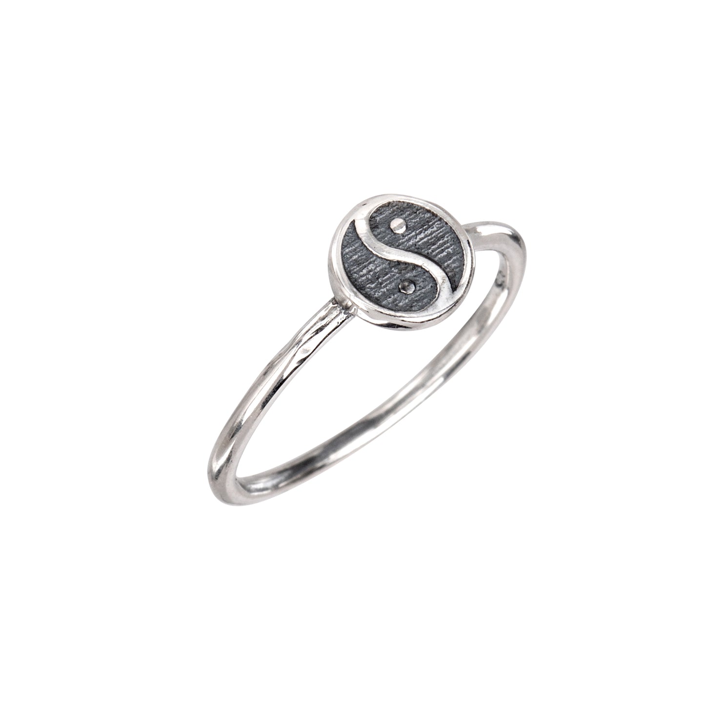 Sterling Silver Brushed Yin Yang Ring