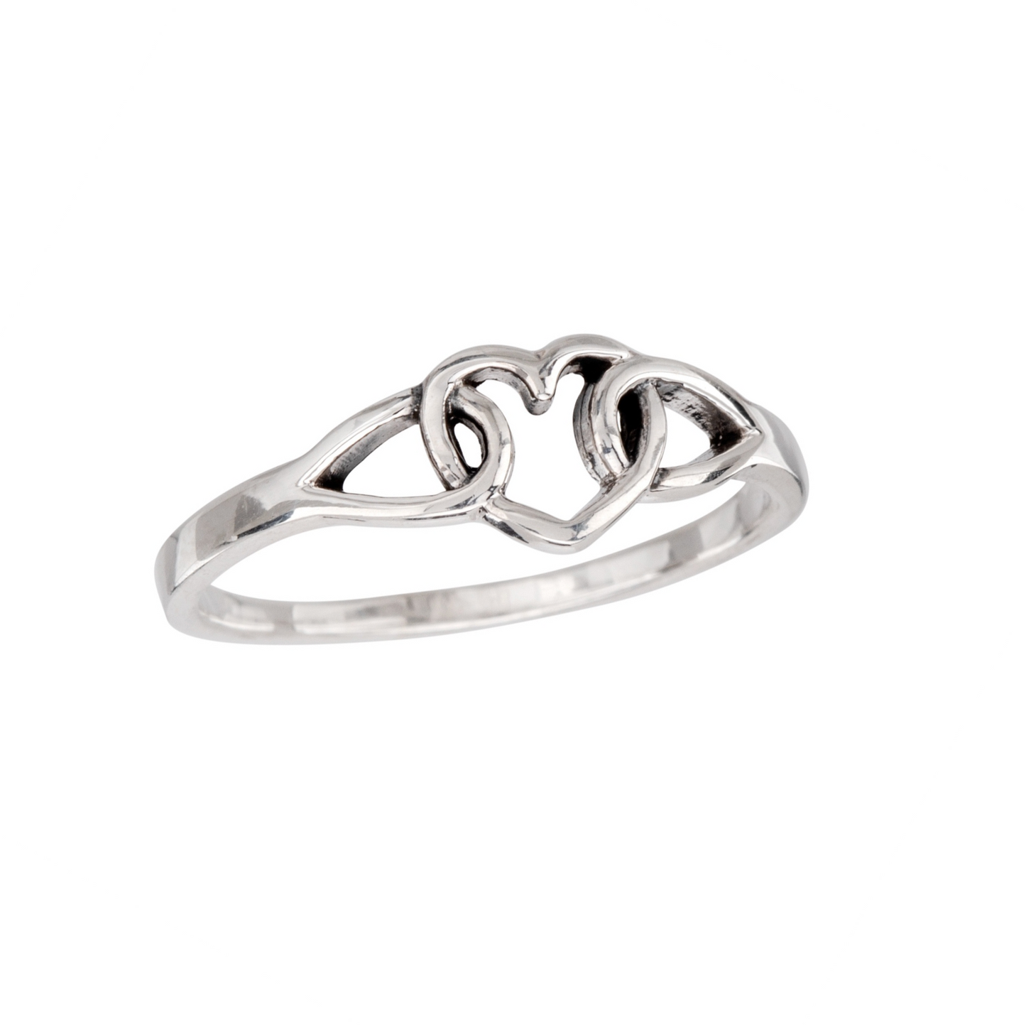 Sterling Silver Open Interlocked Heart Ring