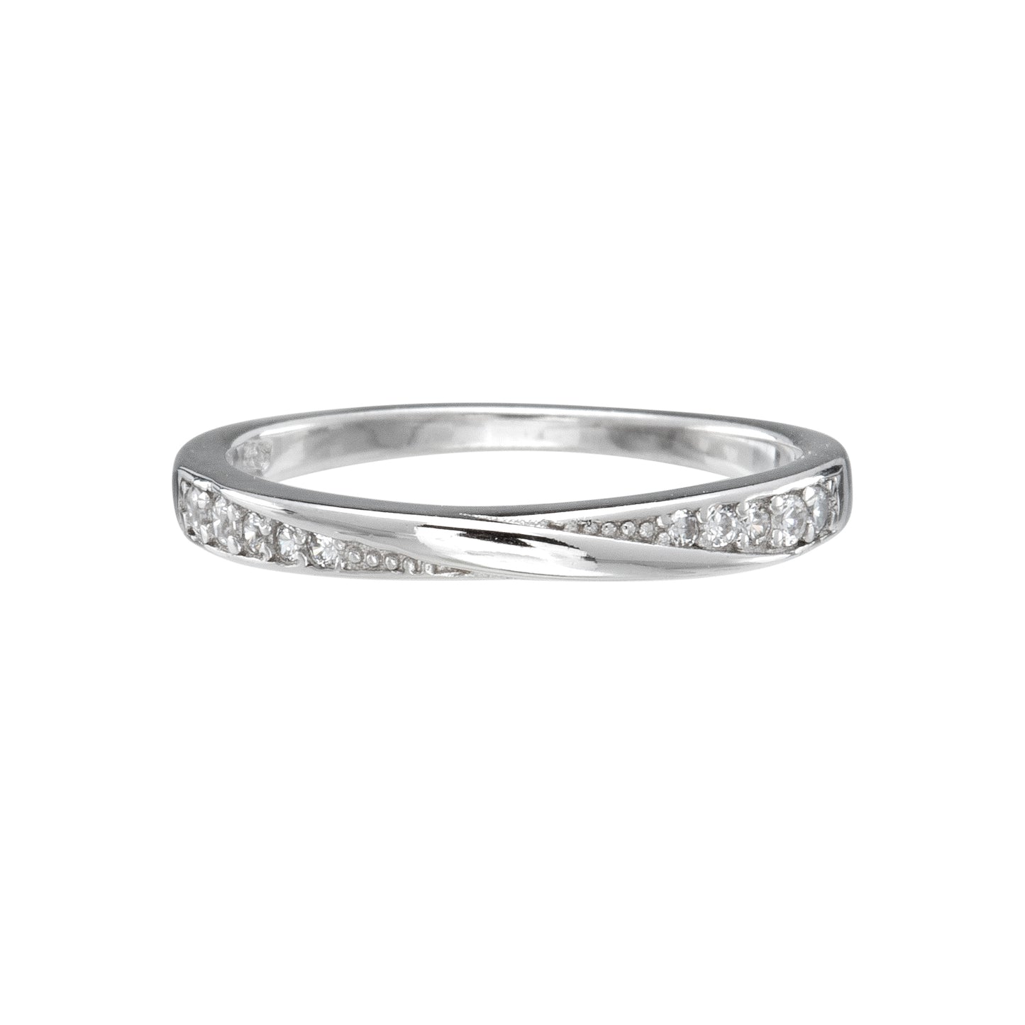 Sterling Silver & Cubic Zirconia Pave Crossover Ring