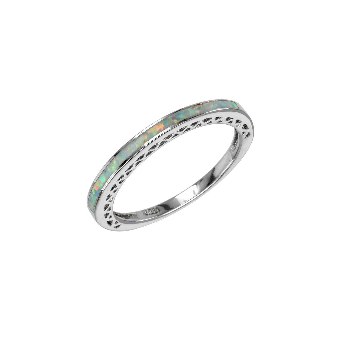 White Opal & Sterling Silver Side-Cutout Ring