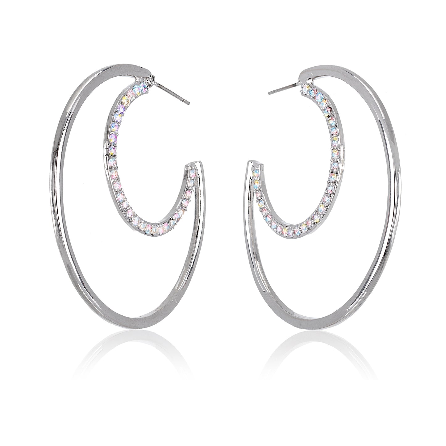 Crystal Half Moon Hoop Earrings