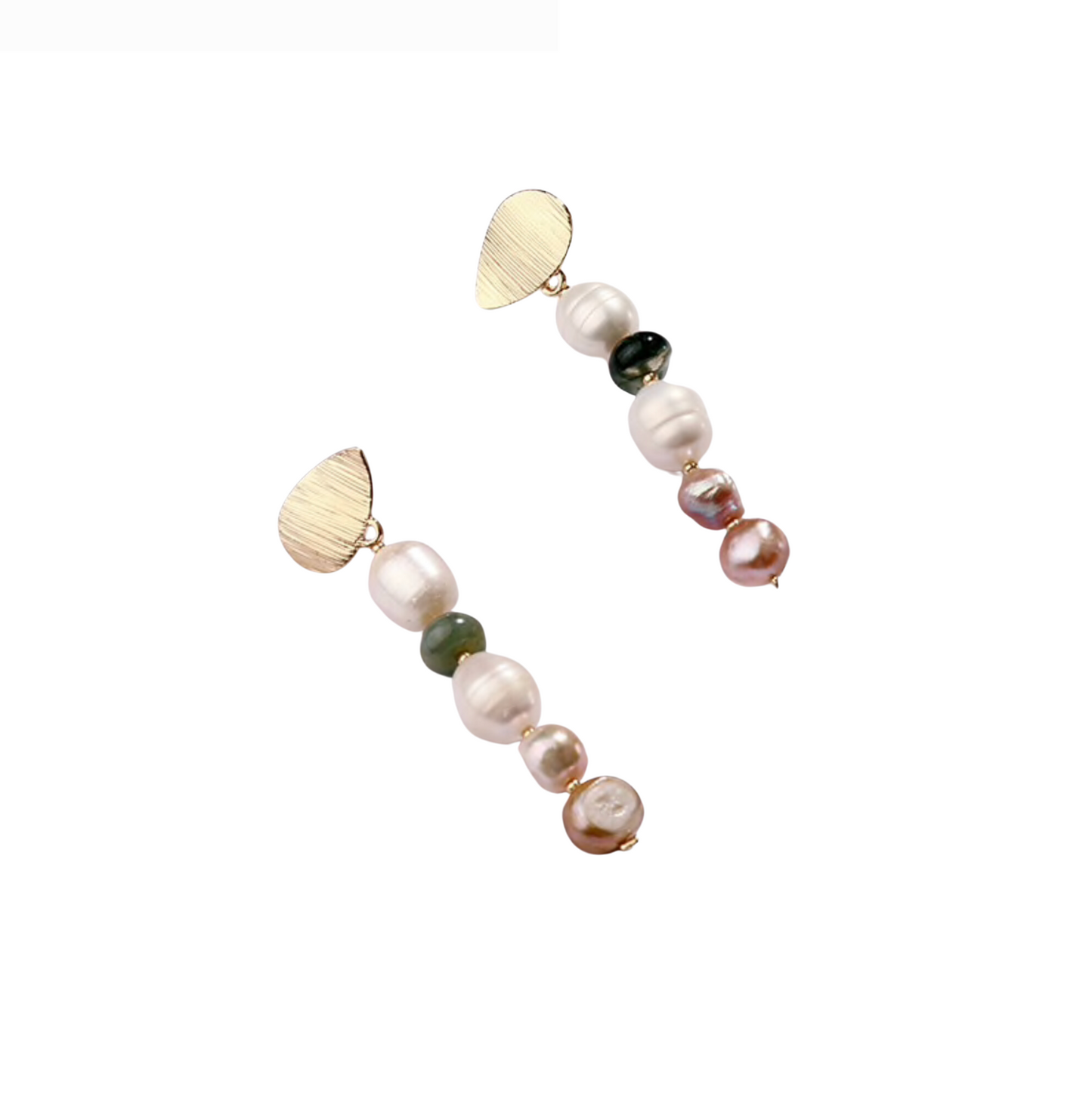 Goldtone Multi Colored Freshwater Pearl Drop Earrings