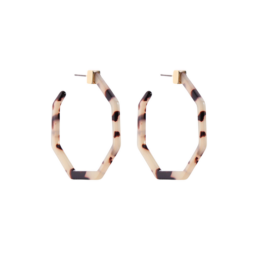 Faux Tortoise Shell Geometric Hoop Earrings