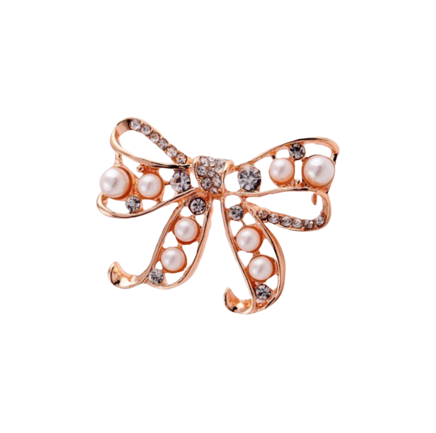 Goldtone Imitation Pearl Bow Brooch