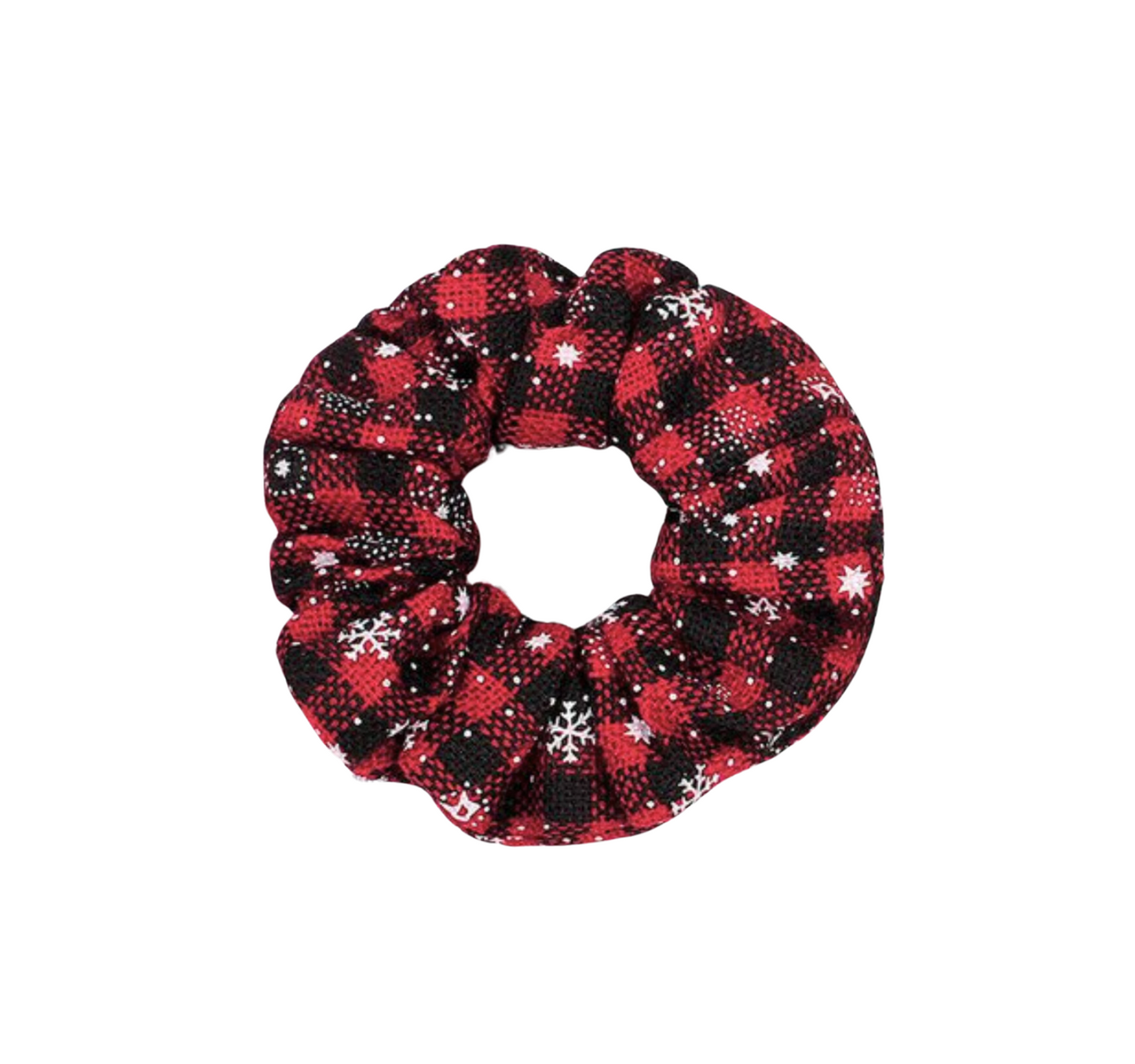 Holiday Plaid Snowflake Scrunchie