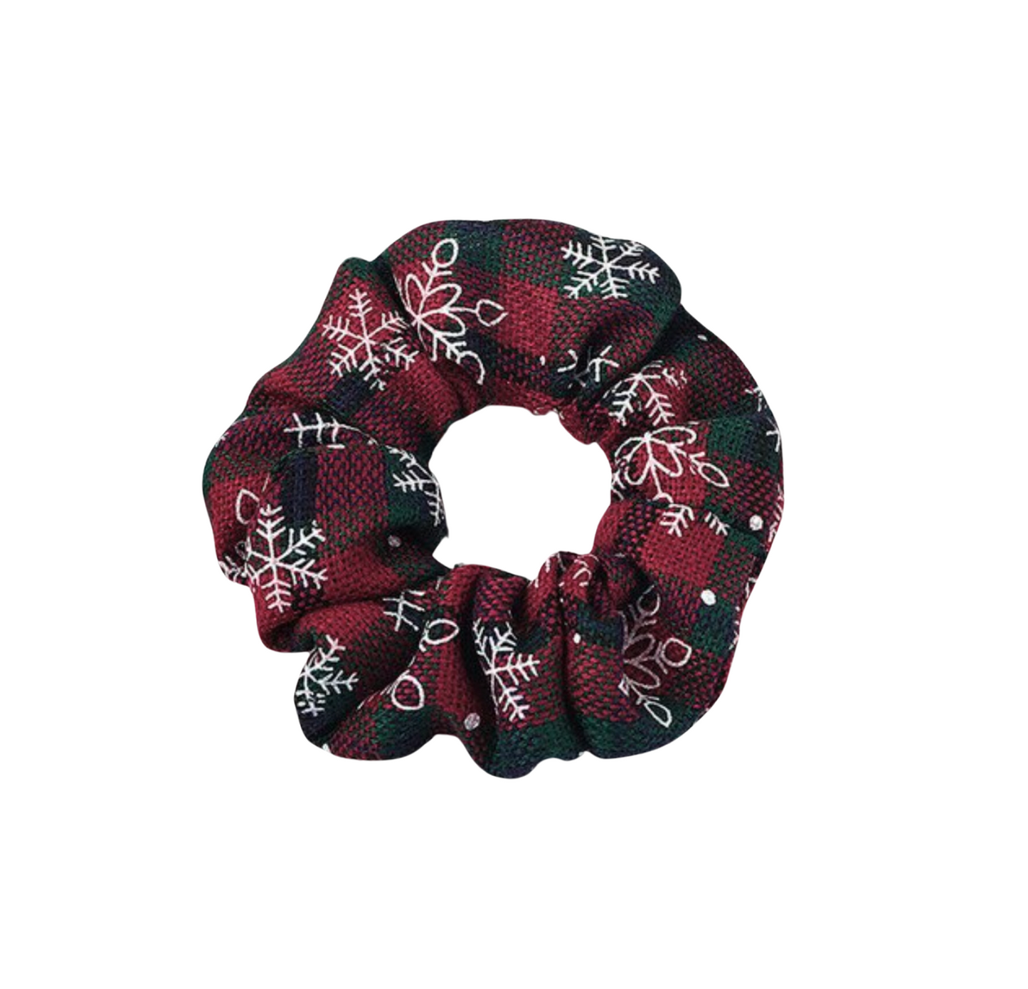 Holiday Plaid Snowflake Scrunchie