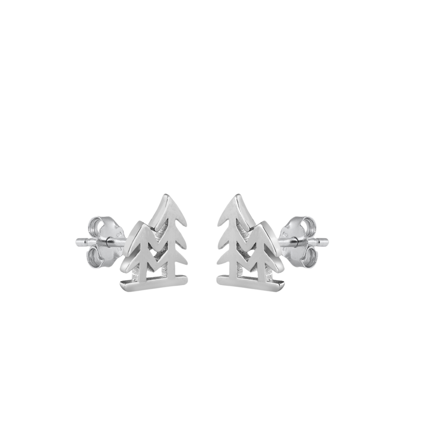 Sterling Silver Forest Trees Stud Earrings In Holiday Box