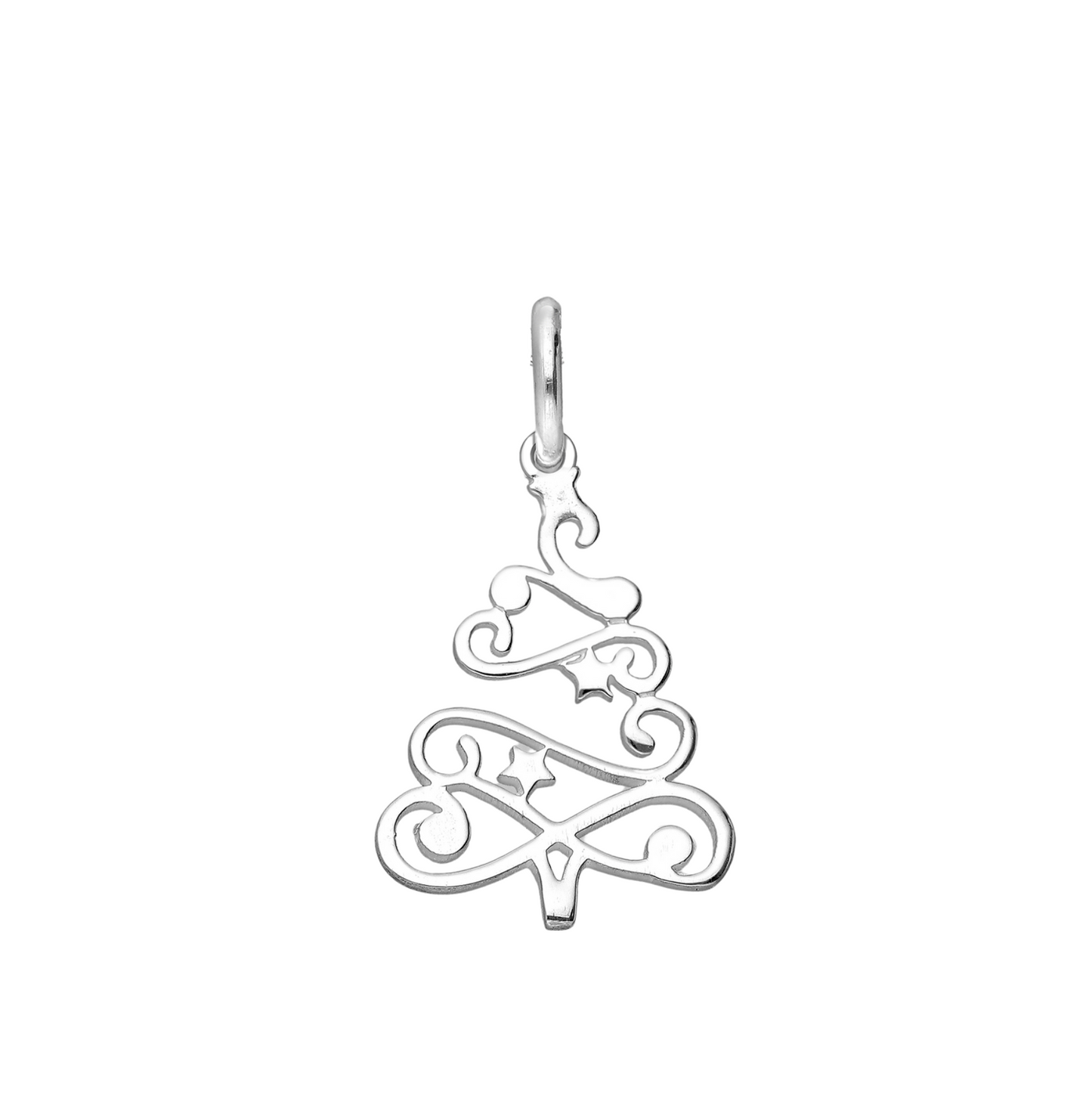 Sterling Silver Ribbon Christmas Tree Necklace On Holiday Card