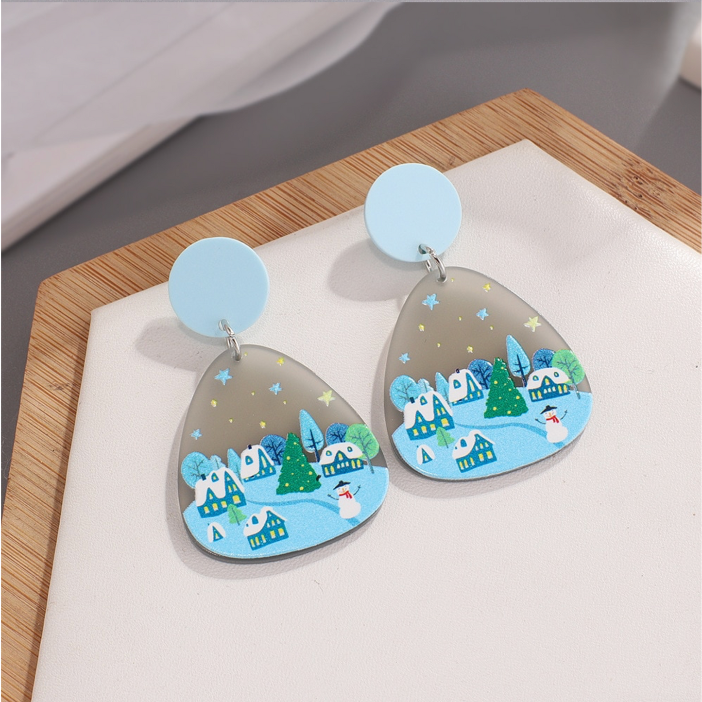 Winter Blue Village Earrings