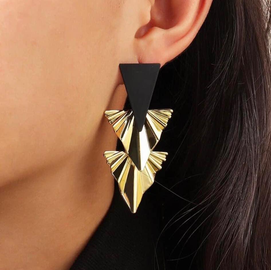 Textured Triangular Drop Earrings