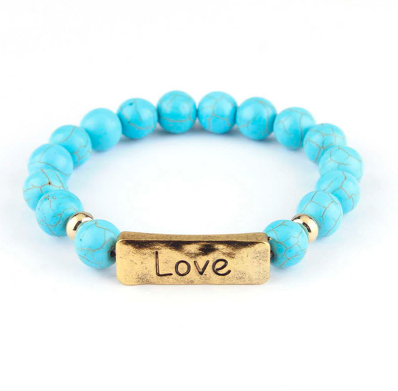 Turquoise Howlite Beaded 'love' Bracelet