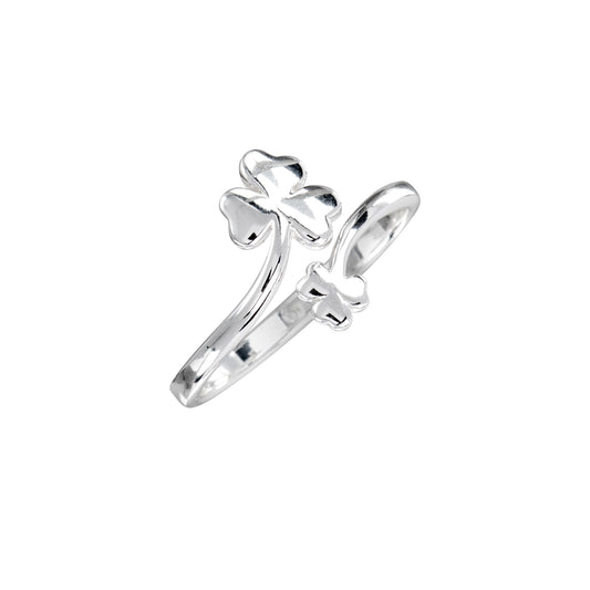 Sterling Silver Dual Clover Wrap Around Ring