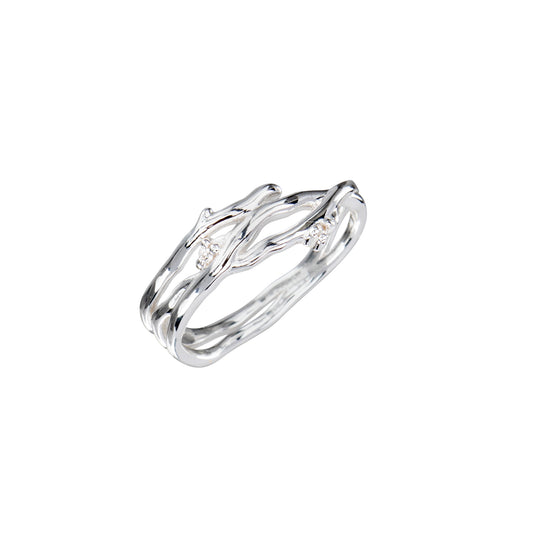 Sterling Silver & Cubic Zirconia Branch Ring