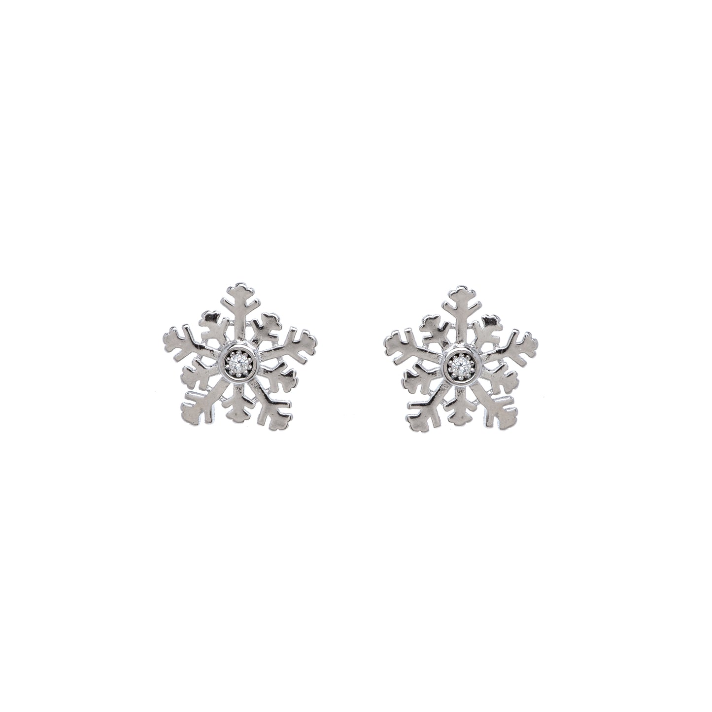 Sterling Silver & CZ Snowflake Stud Earrings