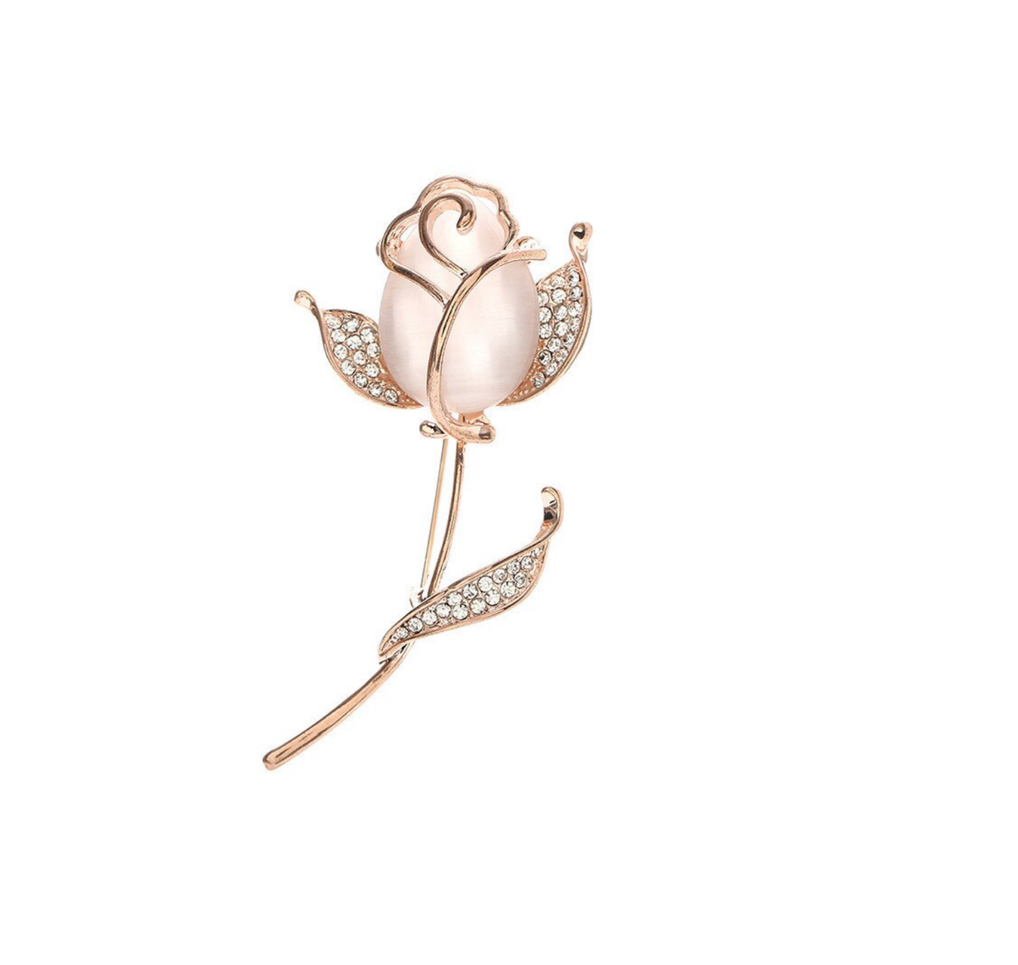 Rose Goldtone Cubic Zirconia Rose Brooch