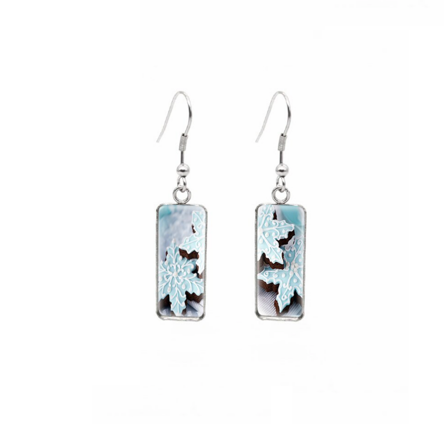 Winter & Christmas Themed Rectangular Drop Earrings