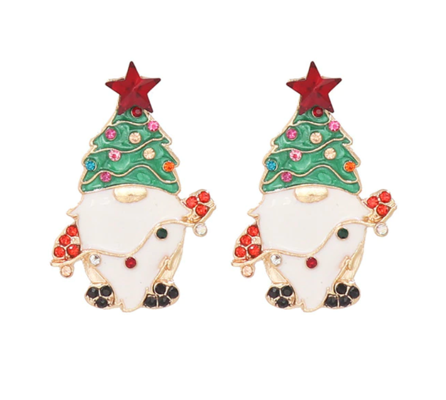 Red & Green Christmas Gnome Earrings