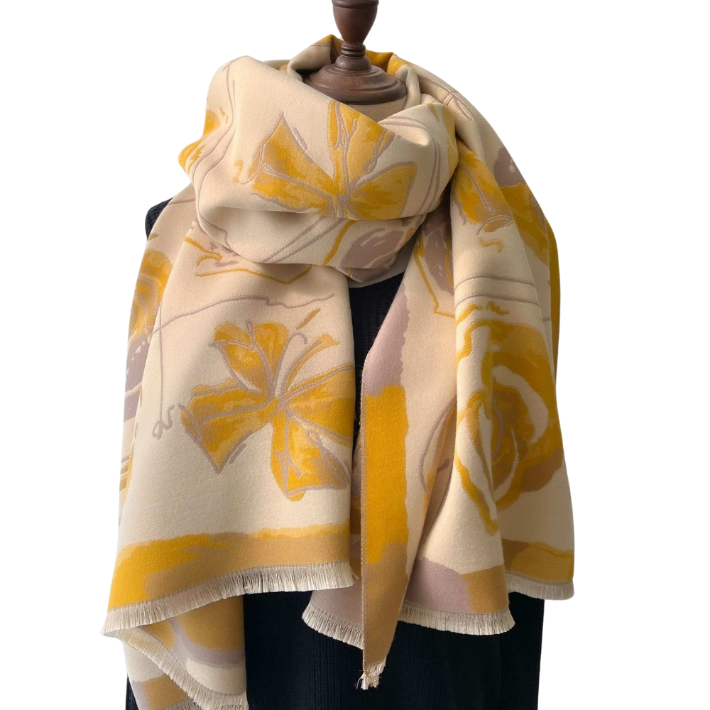 Luxurious Hibiscus Flower Scarf