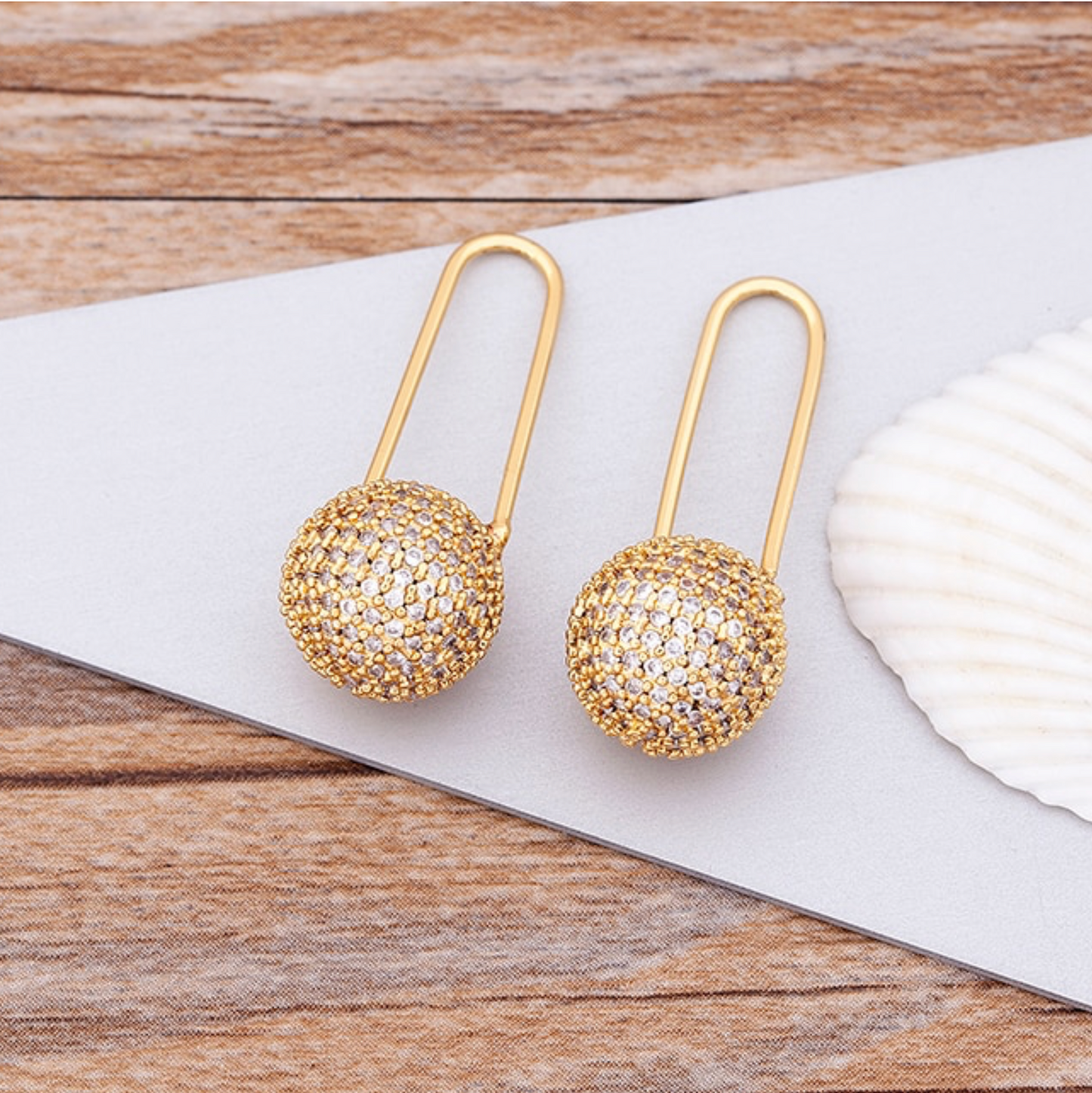 Goldtone Cubic Zirconia Ball Drop Earrings