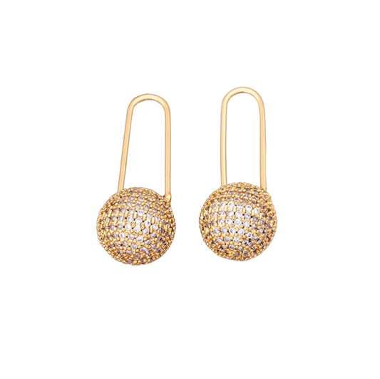 Goldtone Cubic Zirconia Ball Drop Earrings