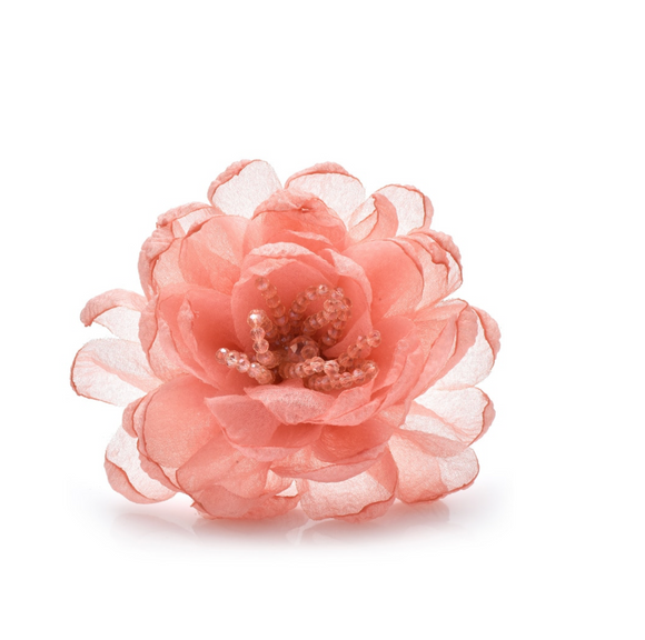 Pink Layered Fabric Floral Brooch