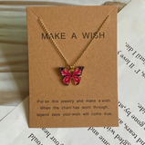 Goldtone & Pink Butterfly Pendant Necklace